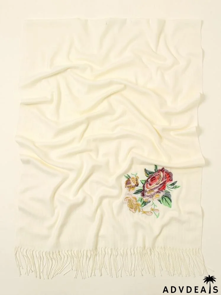 Flower Embroidered Scarf