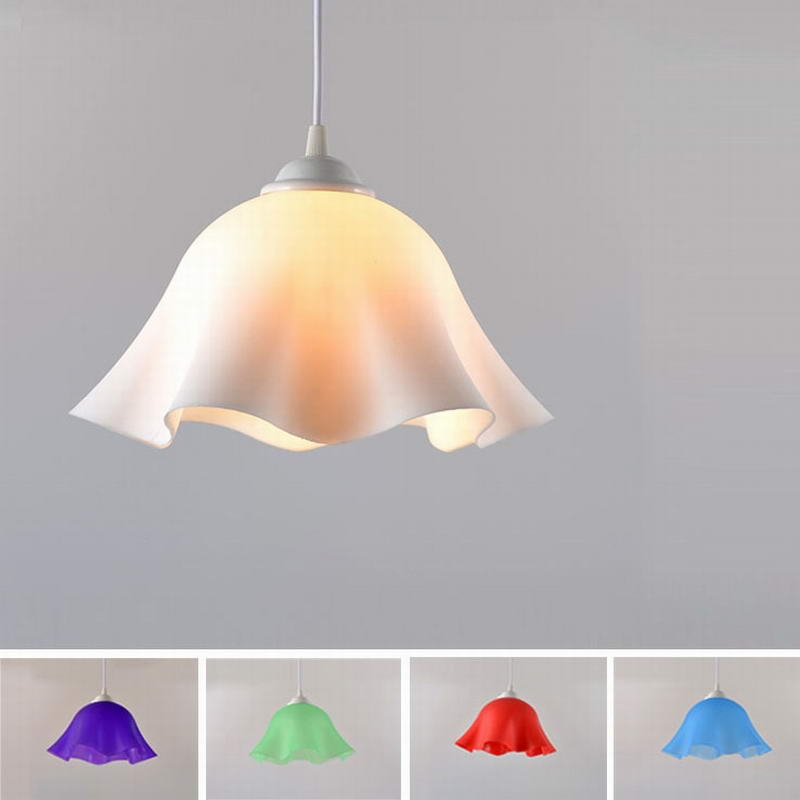 Modern Plastic Led Pendant Lights e27 Flower Shade Lamp Restaurant Bar Coffee Dining/Living Room Bathroom Hanging Light Fixture