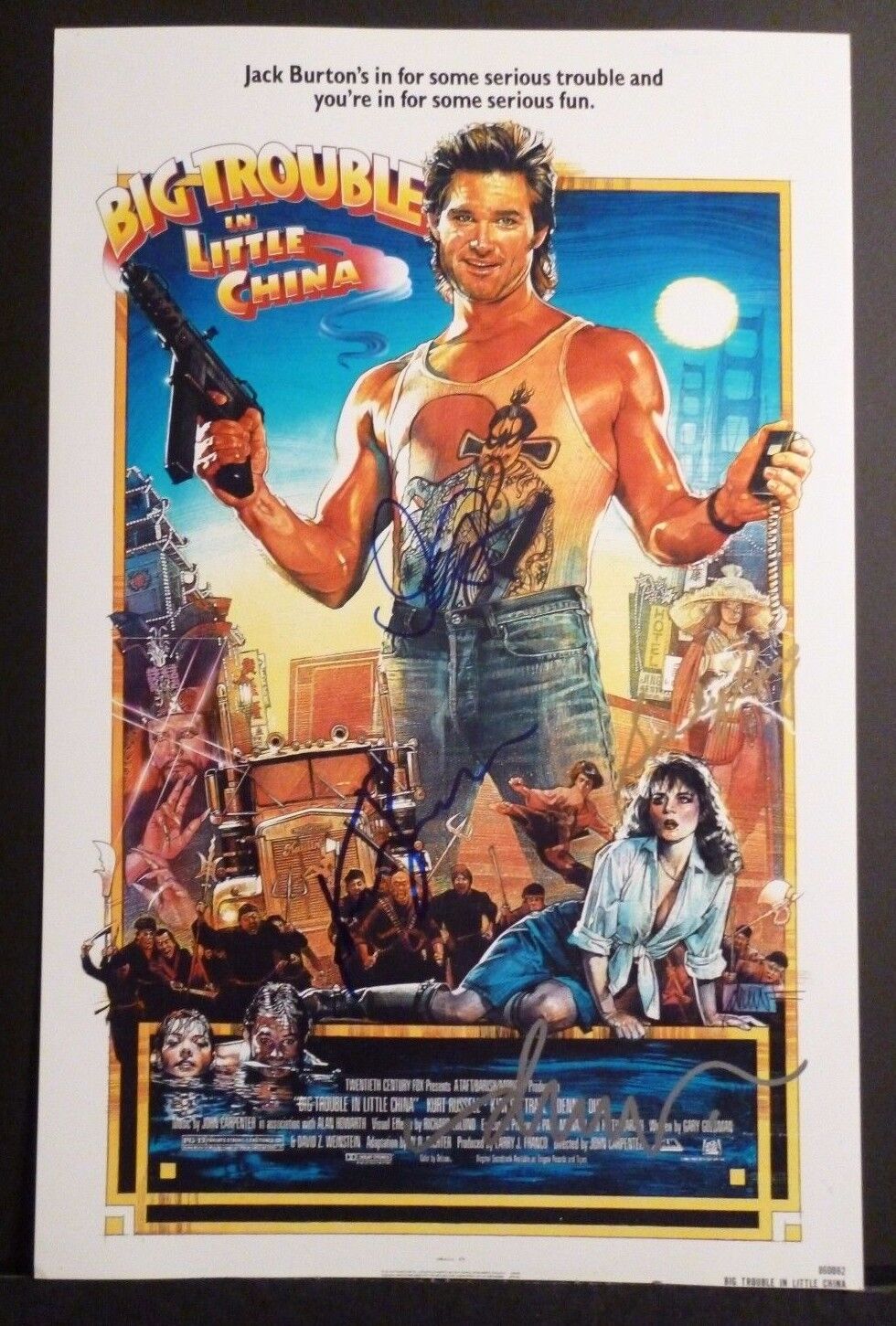 DREW STRUZAN+3 Authentic Hand-Signed BIG TROUBLE IN LITTLE CHINA 11x17 PROOF