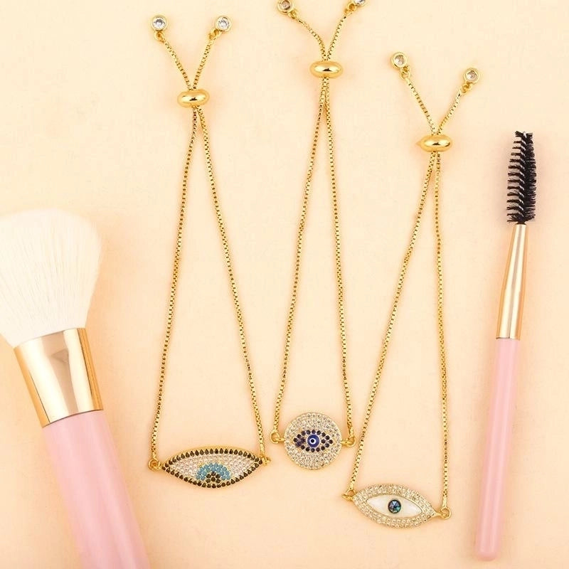 Drip Oil Color Copper Inlay Zircon Blue Eye Bracelet Nhas156964