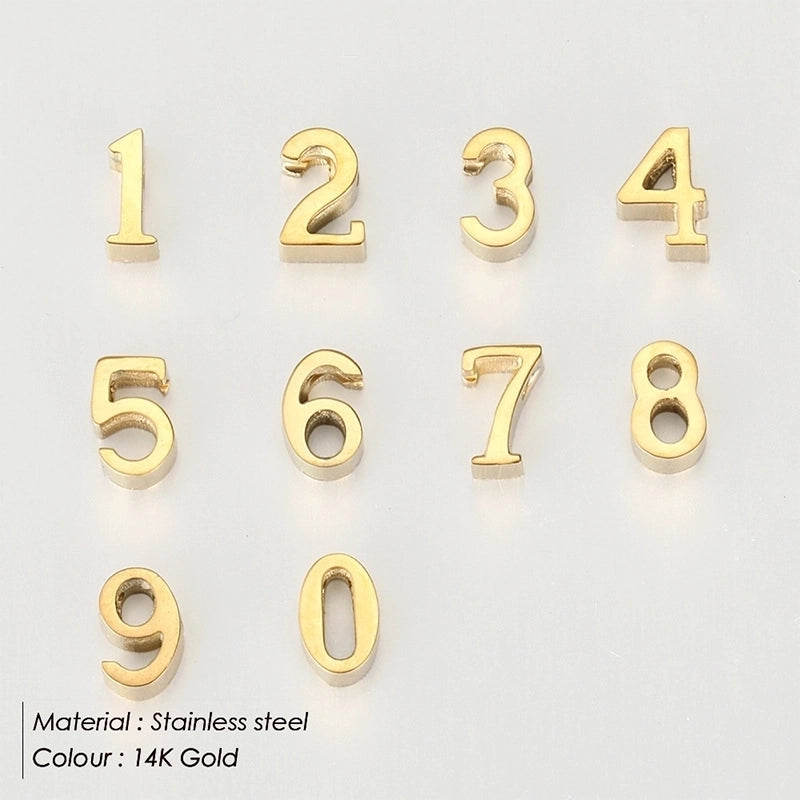 1 Piece 304 Stainless Steel Number Beads