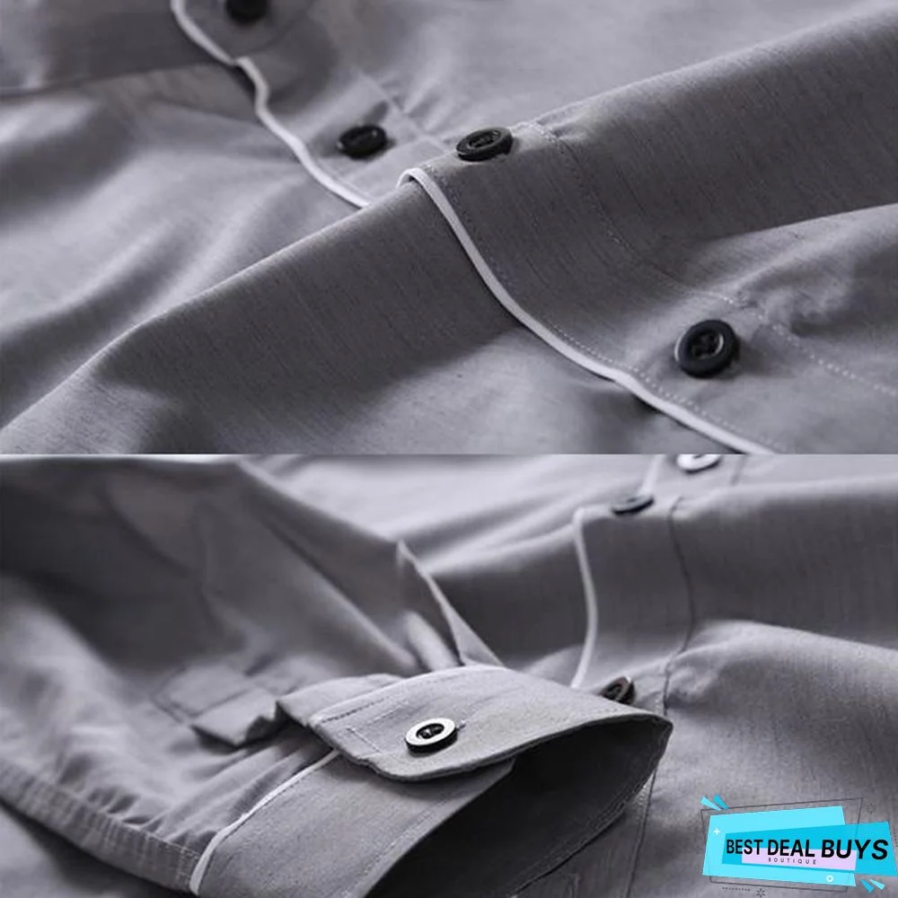 Men' Classic Business Casual Long Sleeved Dress Shirts