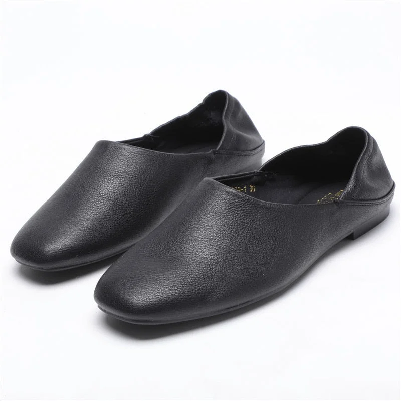 Ladies Flats new ballerinas soft leather moccasins slip on retro grandma shoes spring summer driving shoes woman mules slippers