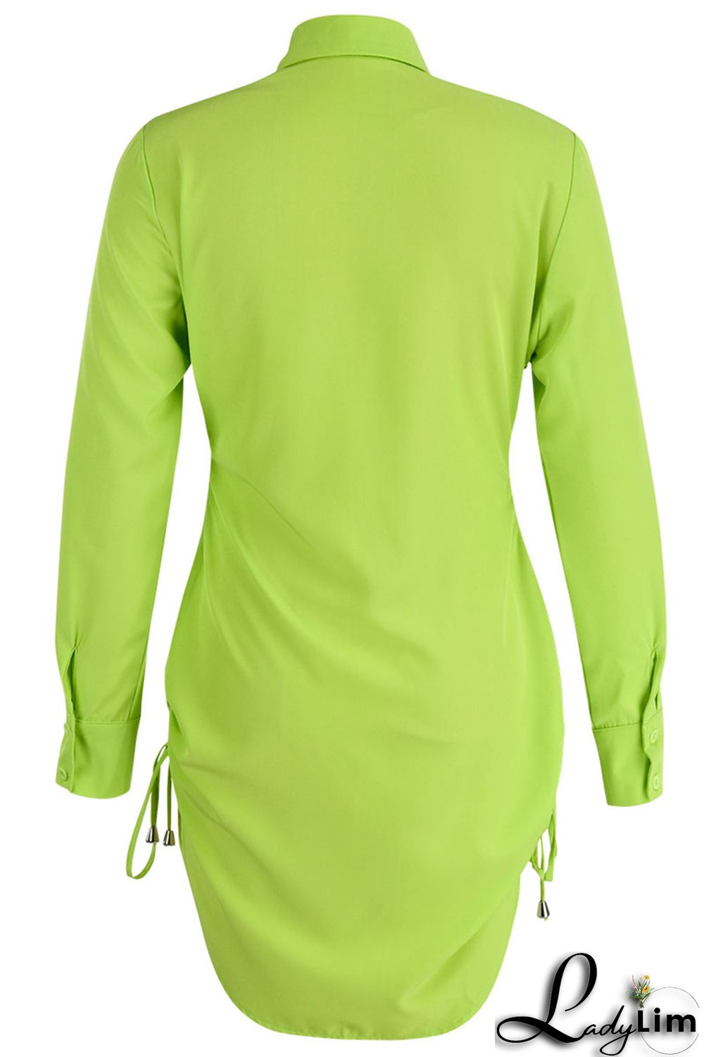 Tangerine Red Casual Solid Bandage Patchwork Buckle Turndown Collar Shirt Dress Dresses