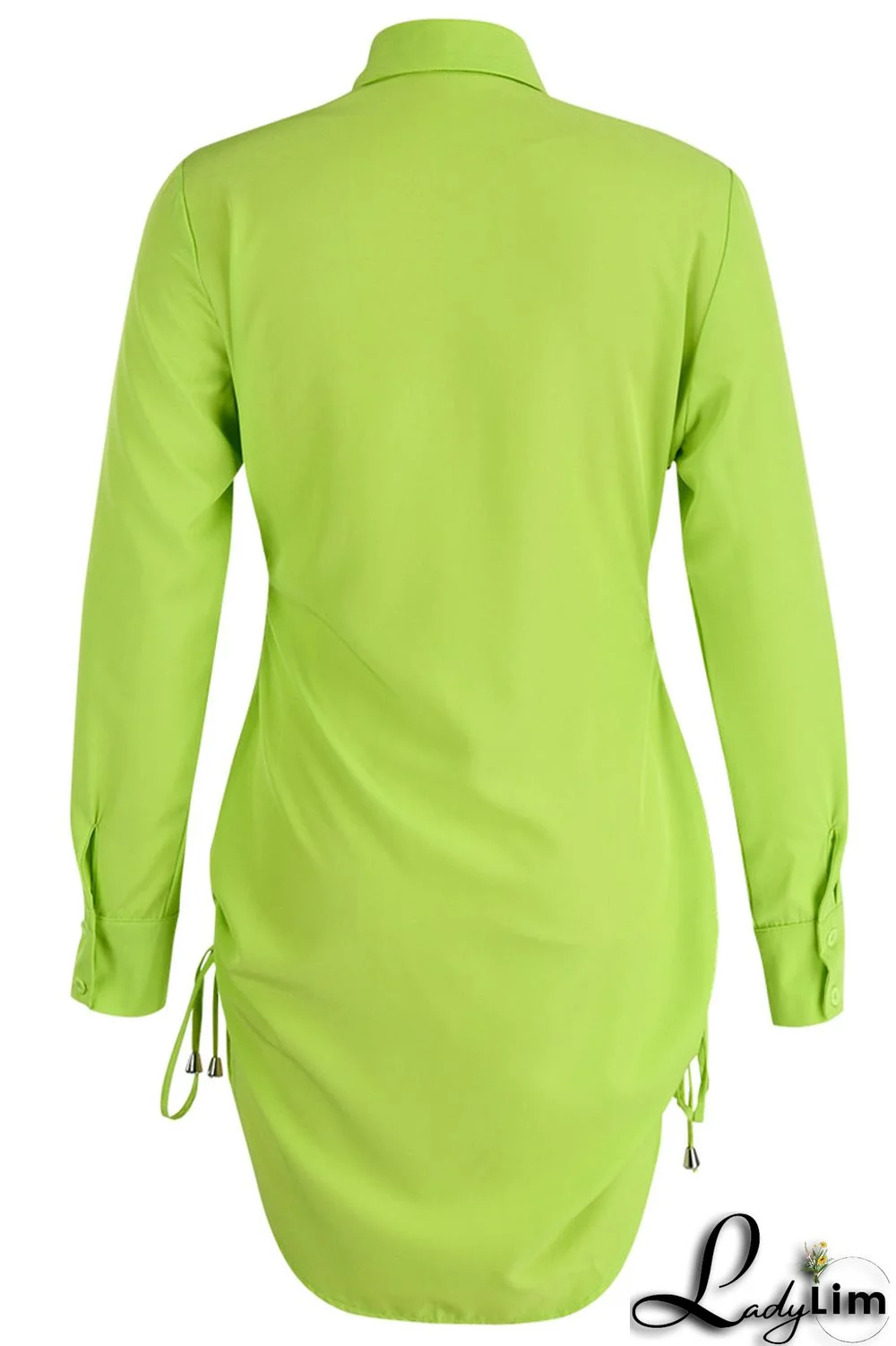 Tangerine Red Casual Solid Bandage Patchwork Buckle Turndown Collar Shirt Dress Dresses