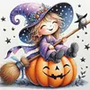 Halloween Witch And Pumpkin-11CT Stamped Cross Stitch 40*40cm/15.75*15.75in tapestrymarket