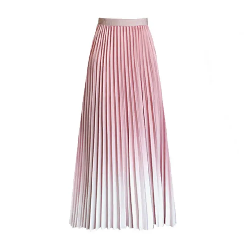 Gradient Color High Waist Pleated Skirt