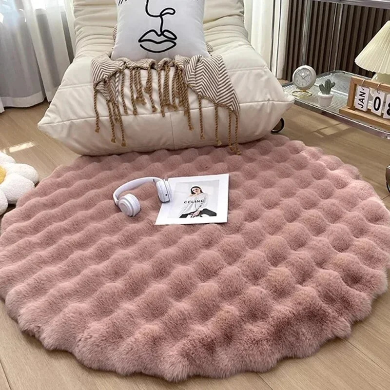 Nigikala Round Carpets for Living Room Plush Floor Mat Soft Area Rugs Bedroom Bedside Fluffy Rug Shaggy Carpet Room Decor
