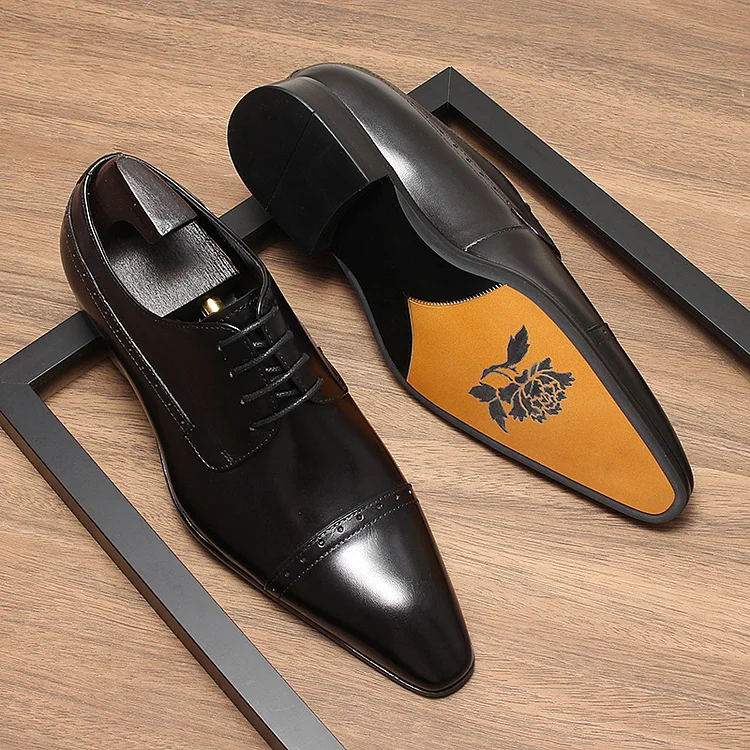 Men's Genuine Leather Classic Point Toe Dress Shoes