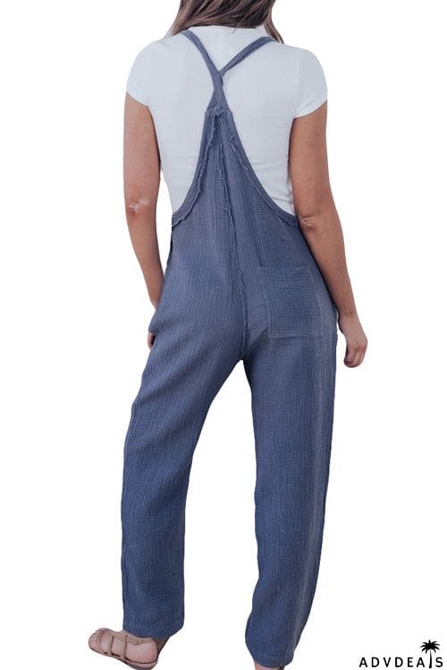 Fashion Casual Solid Pockets Slim Jumpsuit