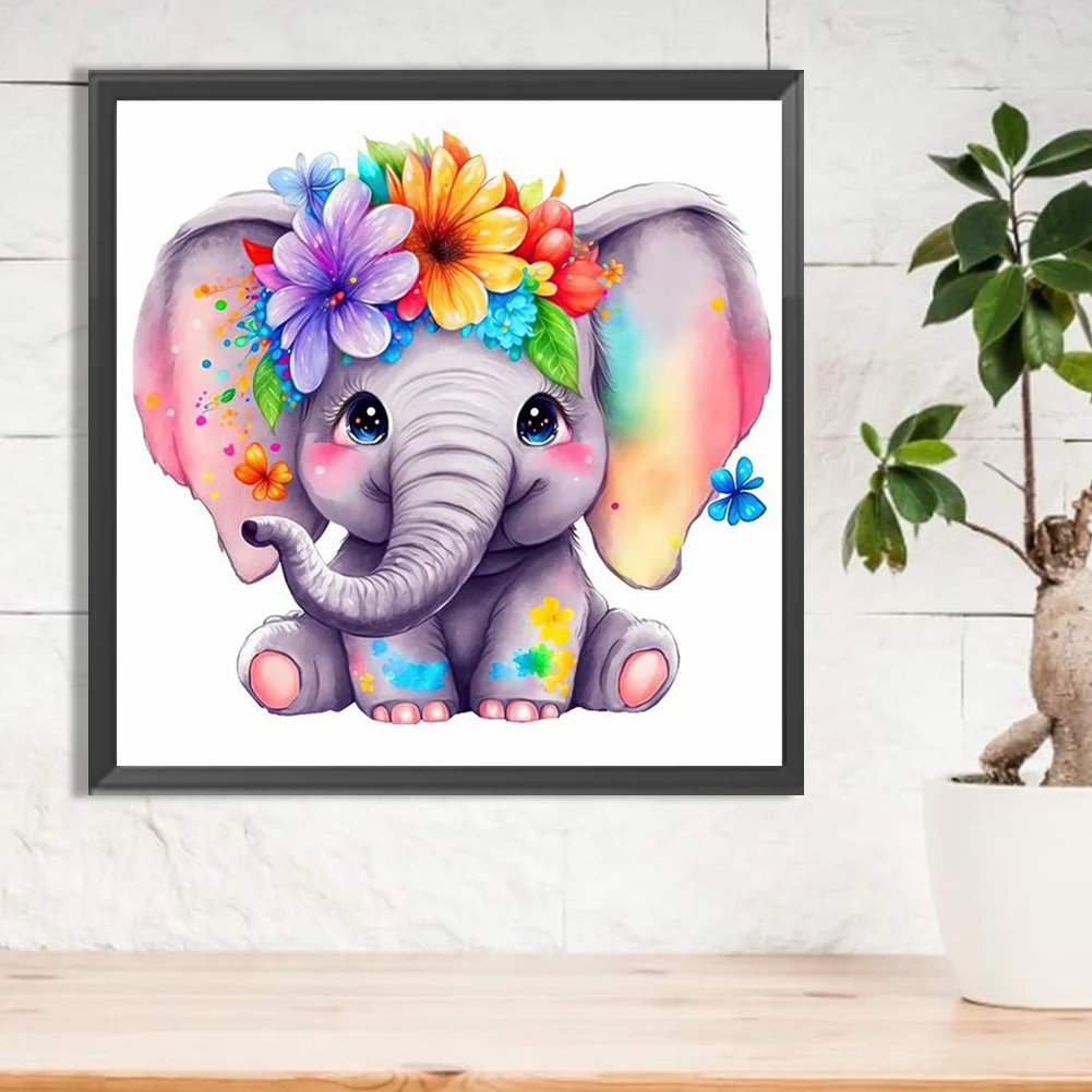 Diamond Painting - Full Round Drill - Flowering Elephant(Canvas|30*30cm)
