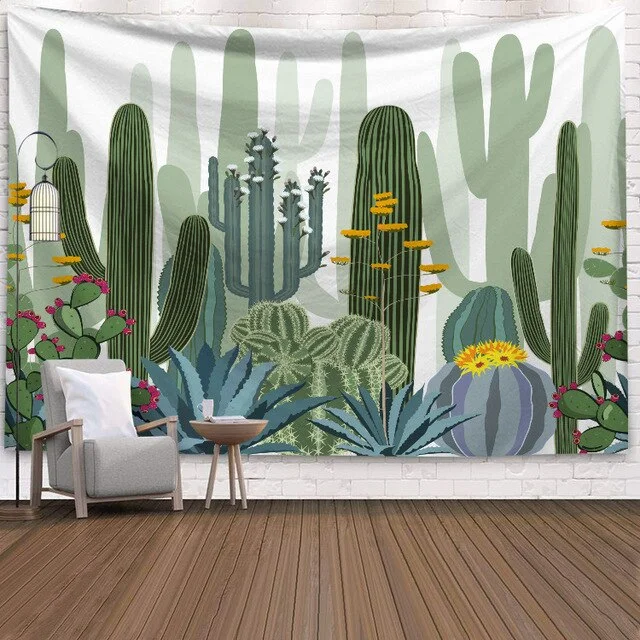 Cactus Succulents Tapestry Summer Succulents Wall Decor Tropical Landscape Wall Hanging Tapestries Picnic Blanket Wall Cloth