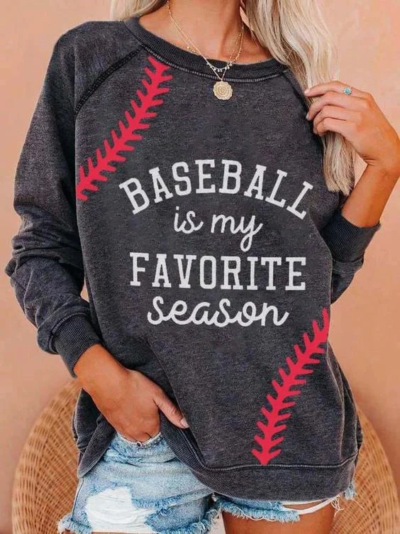 Women's Baseball Is My Favorite Season Print Casual Sweatshirt socialshop