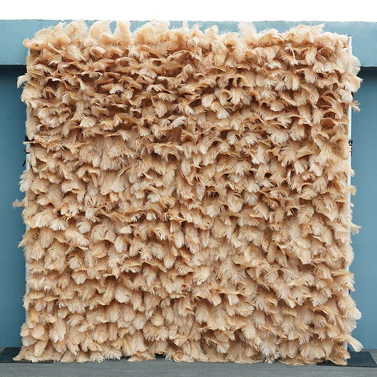 A7422  brown feather fabric floral wall wedding background decoration event Prop