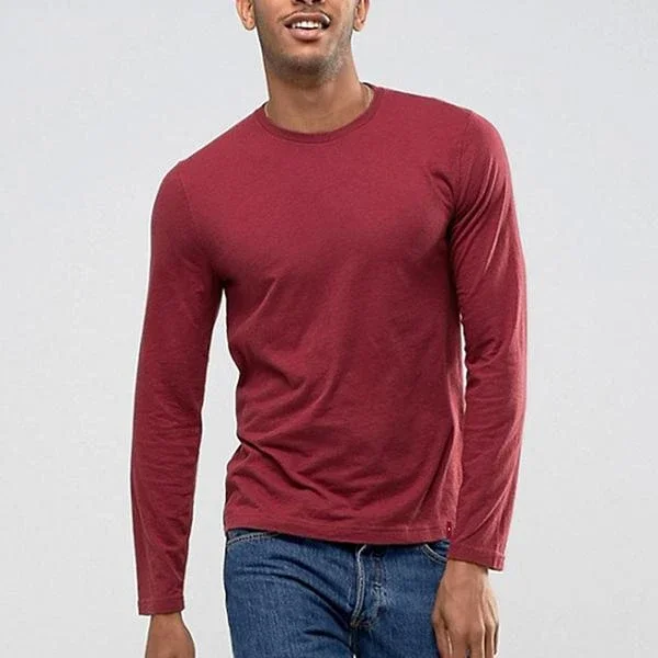 Autumn Men's Round Collar Pure Color T-Shirt