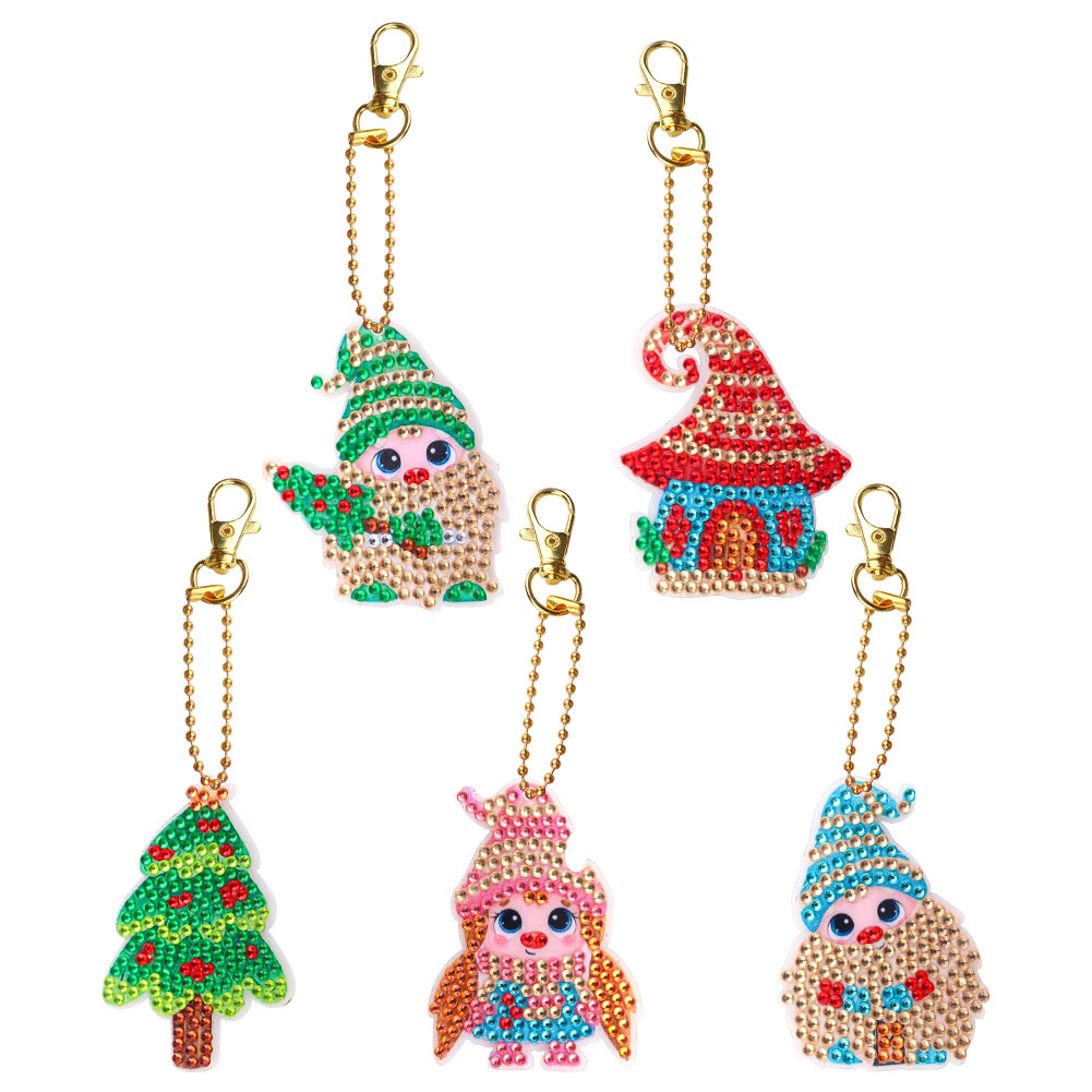 

5pcs Christmas Double Sided - 5D DIY Craft Keychain, 501 Original