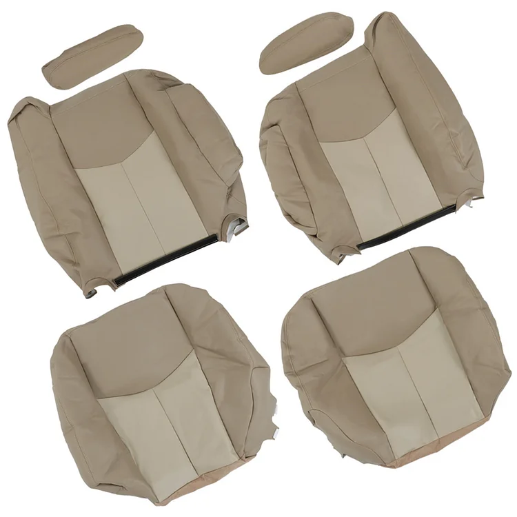 SEBLAFF Front Tan 6Pcs Seat Cover Bottom and Top Driver Passenger Replacement for 2003-2006 Yukon Sierra