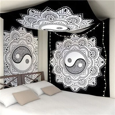 India Mandala Tapestry Macrame Wall Hanging Psychedelic Hippie Boho Decor Tarot Witchcraft Wall Tapestry Carpet Table Cloth Yoga