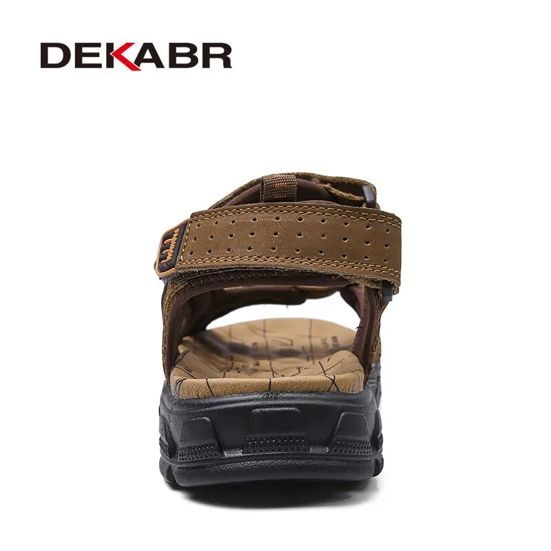 DEKABR Brand Classic Mens Sandals Summer Genuine Leather Sandals Men Outdoor Casual Lightweight Sandal Fashion Shoes For Men