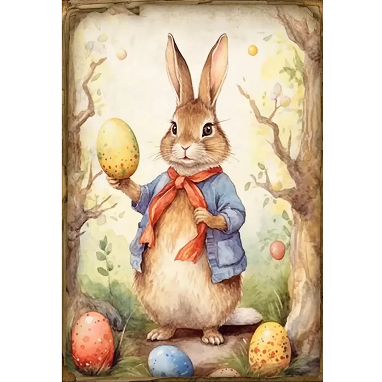 【Yishu Brand】Retro Poster-Easter Bunny 11CT Stamped Cross Stitch 40*60CM
