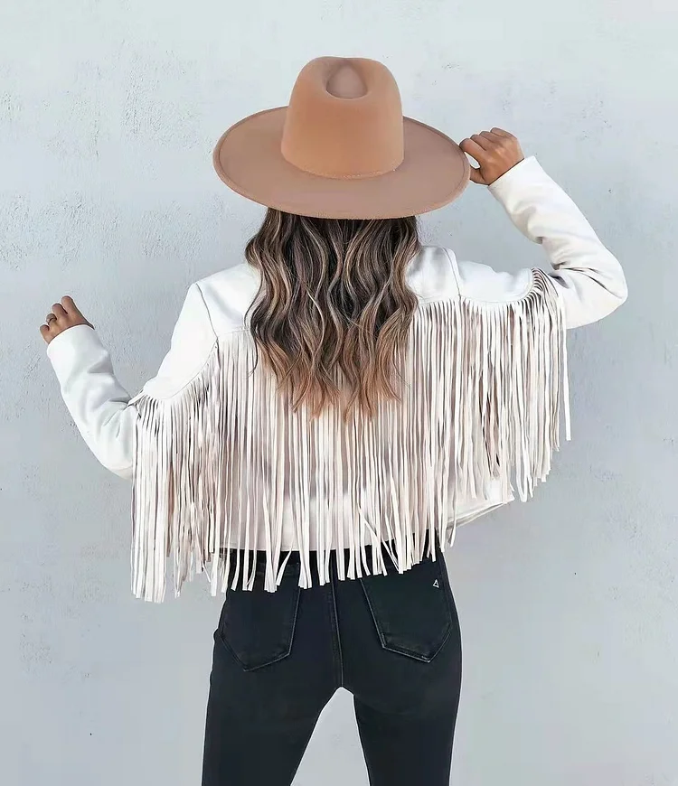 All Night Cropped Fringe Faux Suede Jacket