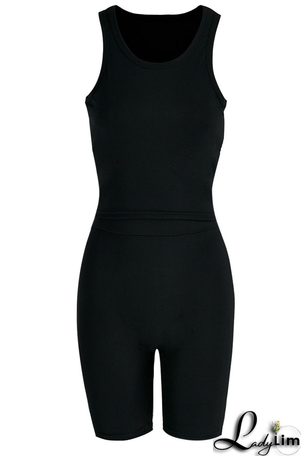 Blue Casual Solid Split Joint O Neck Sleeveless Two Pieces