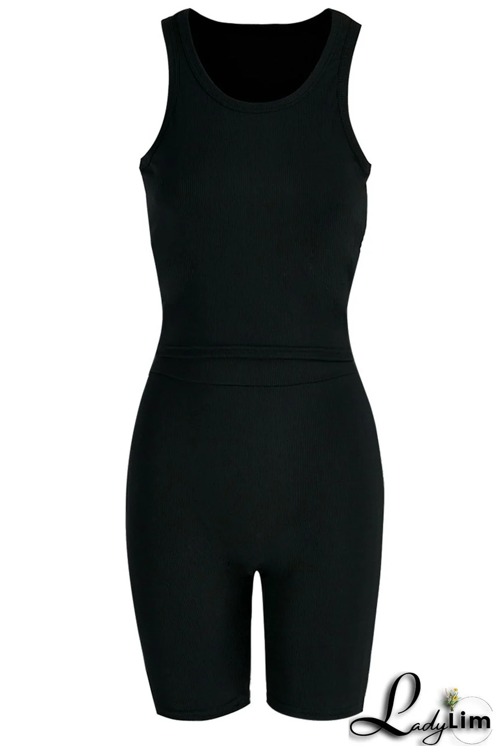 Blue Casual Solid Split Joint O Neck Sleeveless Two Pieces