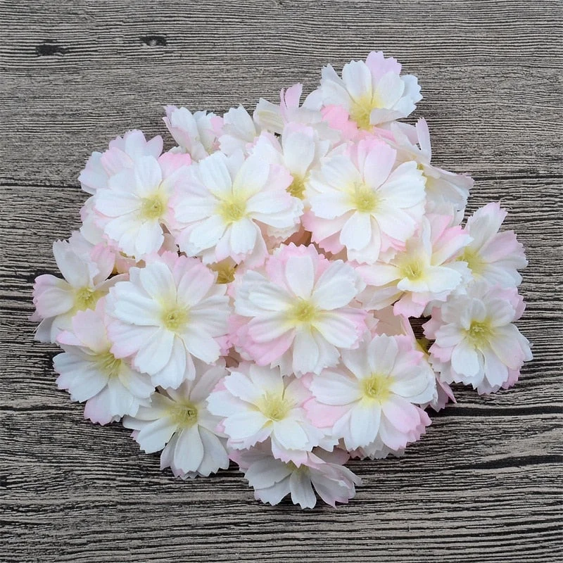 10/100pcs Mini Artificial  Silk Daisy Flower Heads For Wedding Home Decoration Handwork DIY Garland Accessories Fake Flower