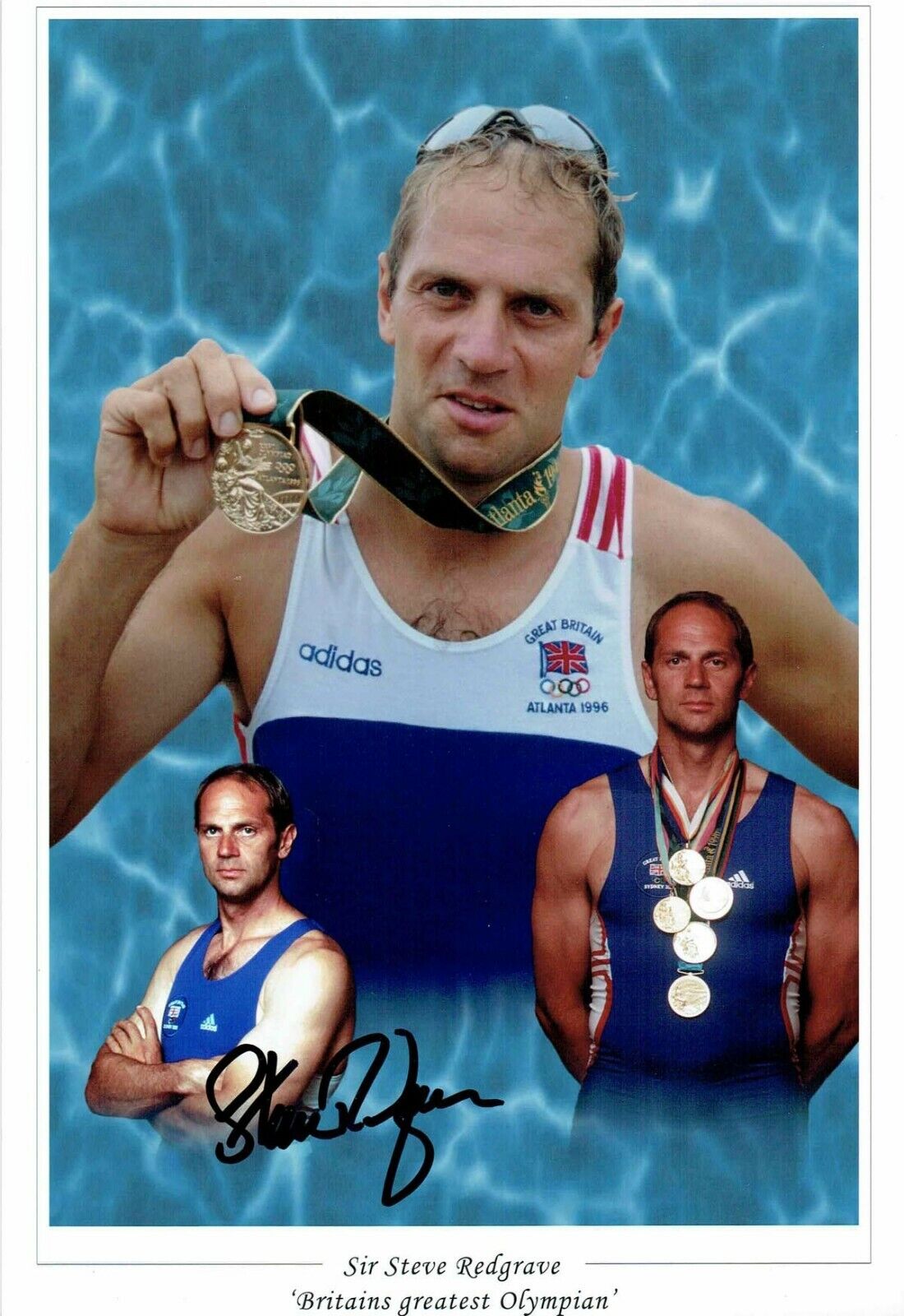 Steve REDGRAVE 12x8 Signed Montage Photo Poster painting Autograph AFTAL COA Olympic Gold Medal