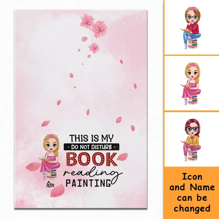 Custom Canvas Painting-Doll Girl My Do Not Disturb Book Reading- Gift For Book Lovers