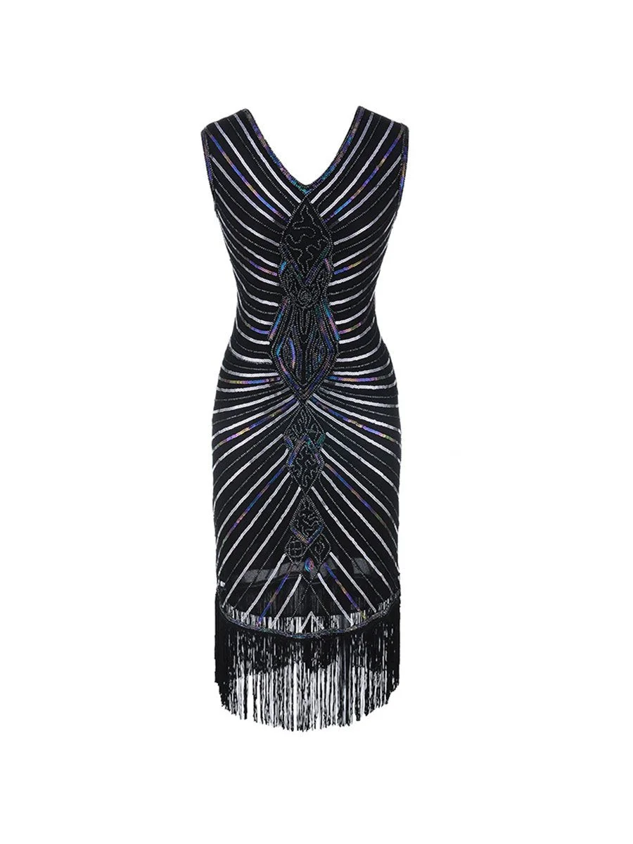 1920s Vintage Dress Sequined Fringed Dress