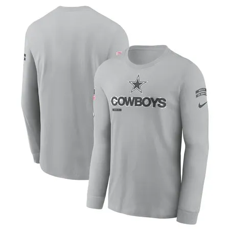 Men's Dallas Cowboys  Gray 2024 Salute To Service Long Sleeve T-Shirt
