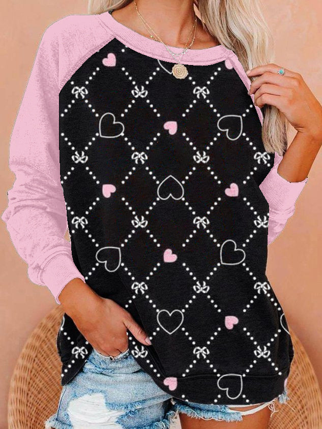Women Long Sleeve V-neck Graphic Floral Printed Top