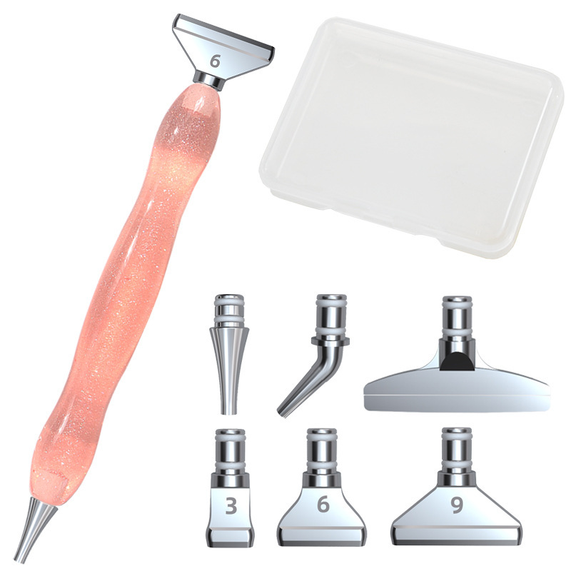 

5D Resin Diamond Painting Pen with 6 Metal Tips Storage Box (Pink), 501 Original