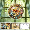 (25cm)DIY Acrylic Jigsaw Puzzle Window Hanging with Hanging Chain DIY Stained Glass Decoration Round Window Puzzle Decor for DIY Craft Project (Stained Glass Goldfish)