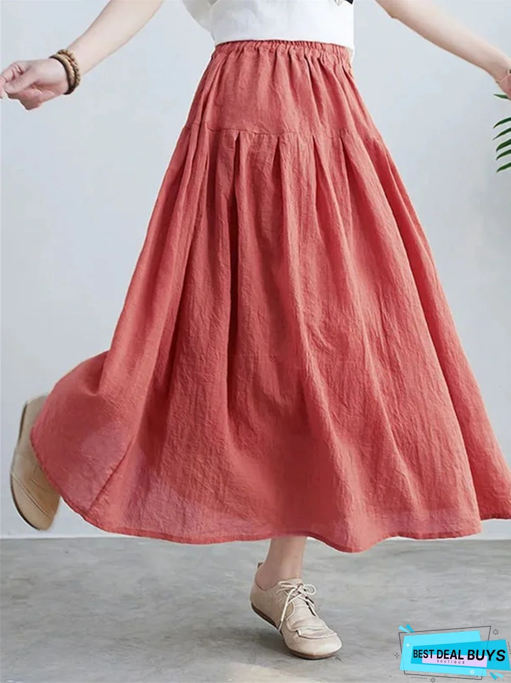 Literary and Artistic Double-Layer Cotton and Linen Skirt Women's Elegant Dress