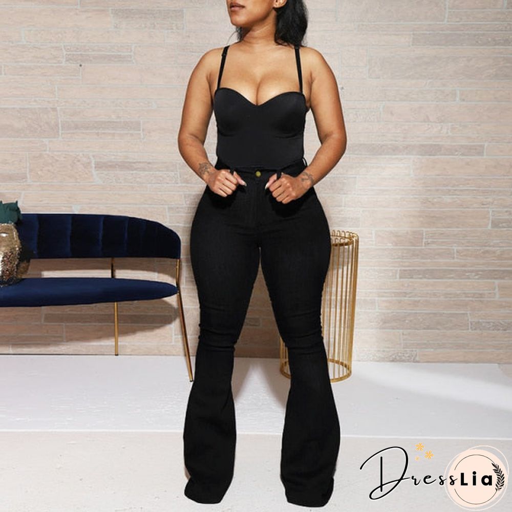 Women Washed Blue High Waist Jeans Button Y2K Korean Fashion Girl Trousers New Casual Retro Skinny Straight Flared Pants