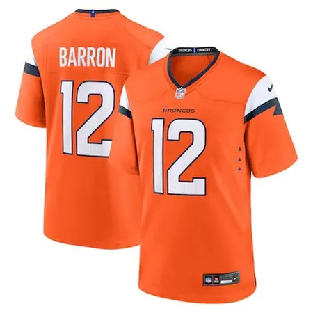 Youth Denver Broncos #12 Jahdae Barron  Orange 2025 NFL Draft First Round Pick Game Jersey