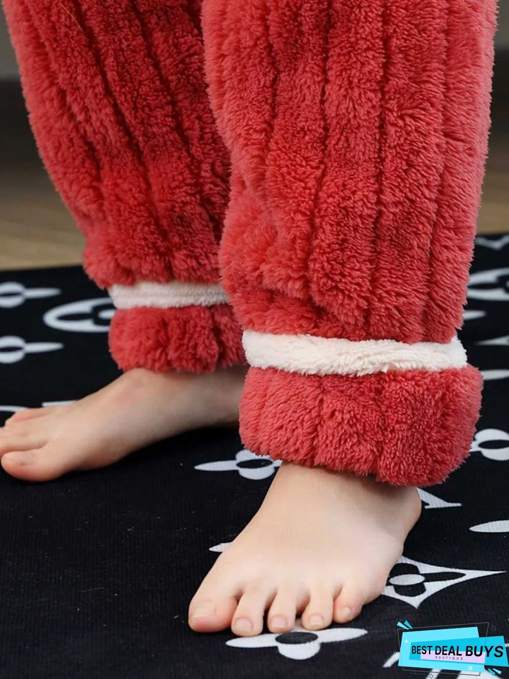 Colorblock Lapel Coral Fleece Home Warm Loose Plus Size Pajama Set