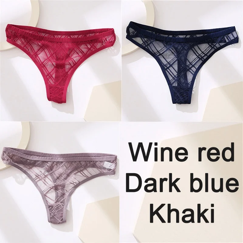 Sexy Lingerie Lace Panties Women Underwear G-String Perspective Thong Pantys Mesh Low Waist Female Briefs Intimate Underpants