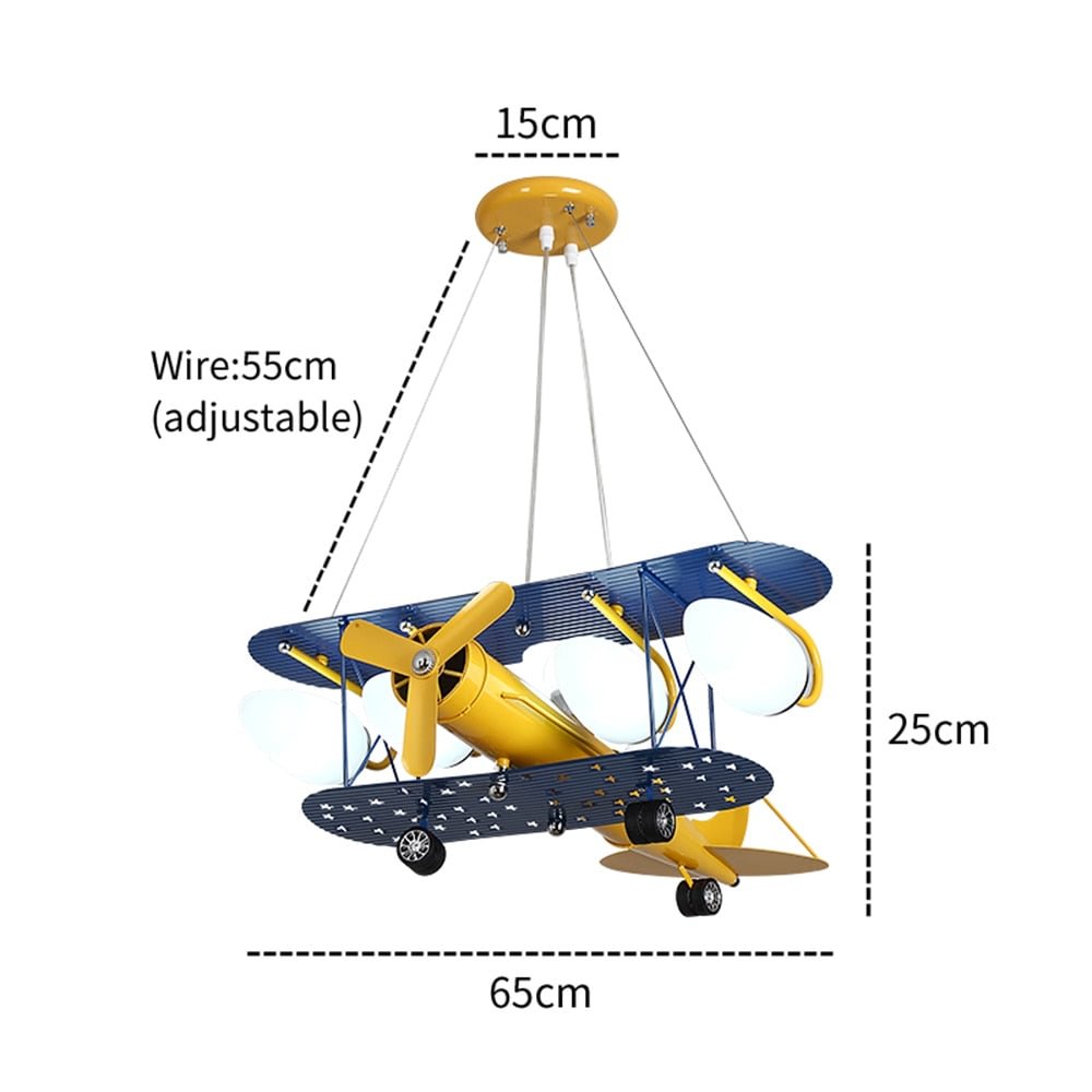 Led Lights With Bulb Airplane Chandelier Children's Room Lighting Fixtures Boy Bedroom Cartoon Boys Hanging Lamp Kids Cute Gift