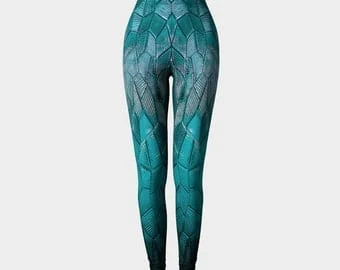 pornhint Pornhint Turquoise Dragon Scales Leggings, Active Wear, Workout Leggings,Leggins, Yoga Leggings, Gym Leggings,Festival Leggings,Dungeons,Larp,Cosplay