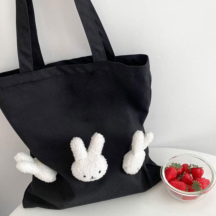 Sweet Cartoon Rabbit Tote Canvas Bag - Modakawa modakawa