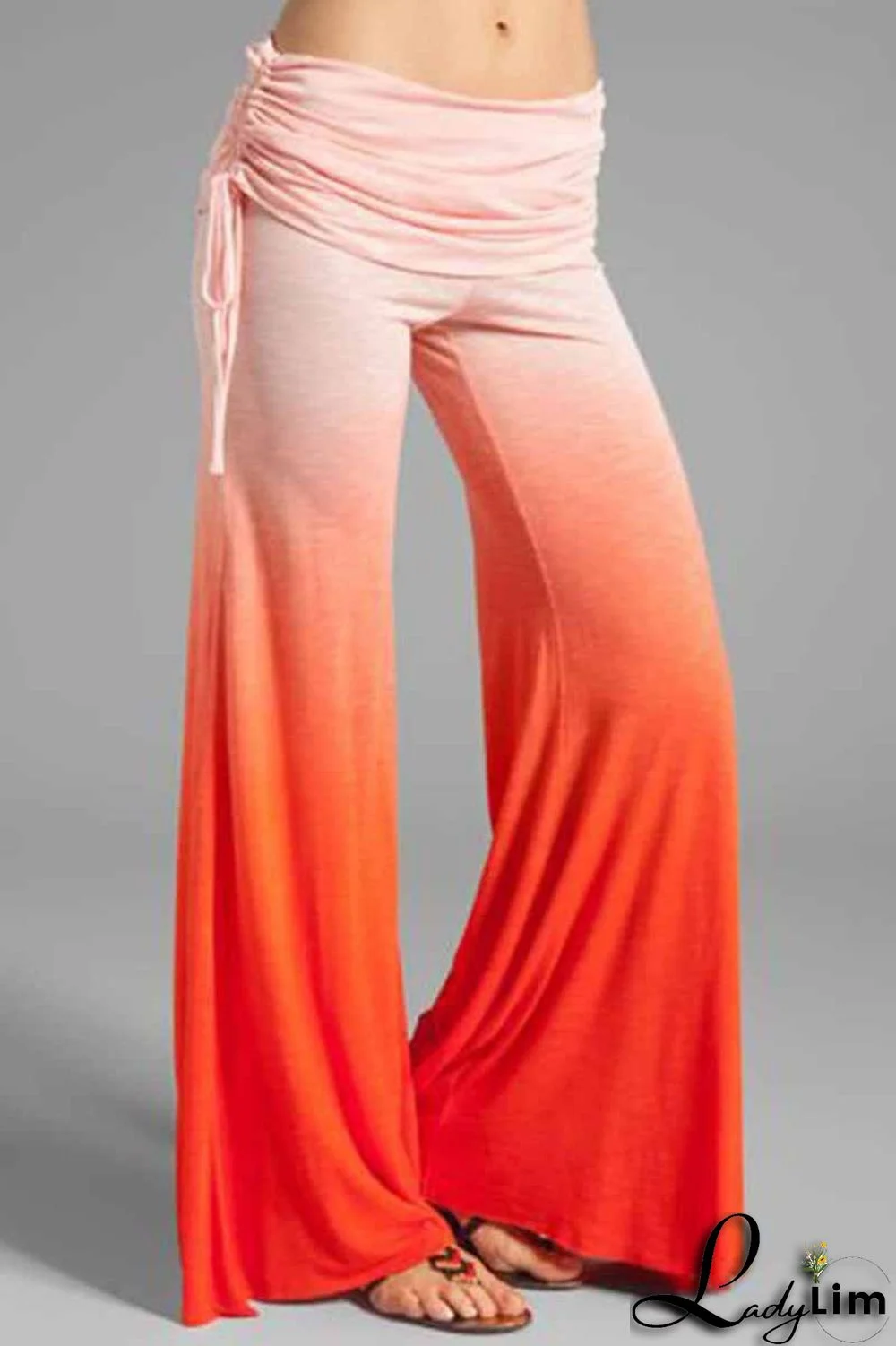 Blue Pink Casual Street Print Patchwork Draw String High Waist Wide Leg Positioning Print Bottoms