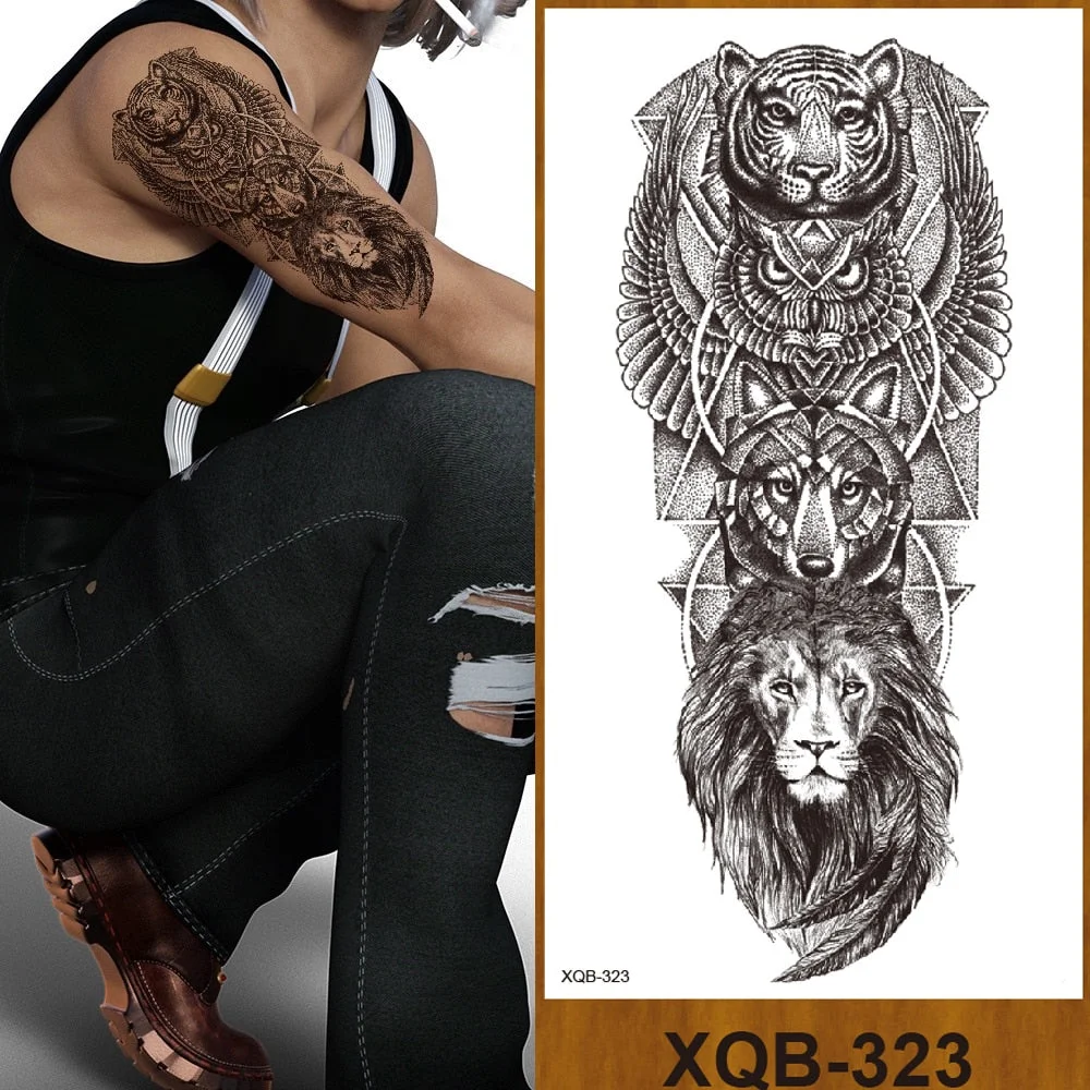 Waterproof Temporary Tattoo Sticker Hipster Tattoo Man Woman Tattoo Body Tattoo Art Tatuajes Big Tiger Lion Wolf Rose Arm Tatto