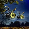 Solar Outdoor Hanging LED Light Waterproof Metal Flying Insects Night Light with Hanging Rope/Hook Simulated Insect Ornaments for Patio Party Glow Festive Balcony Porch