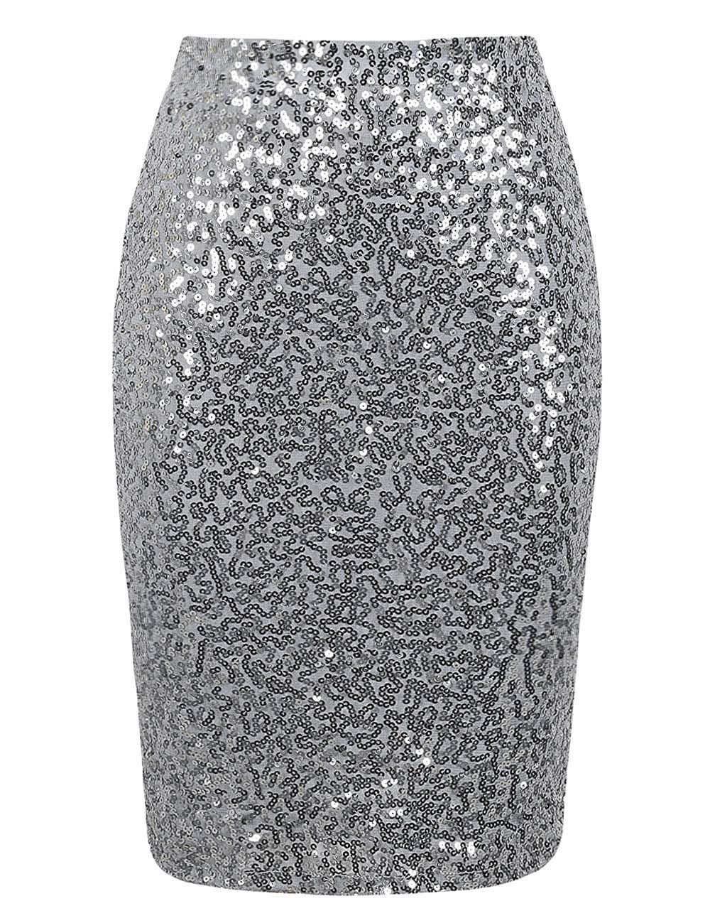 Women's Sequin Skirt High Waist Sparkle Pencil Skirt Party Cocktail
