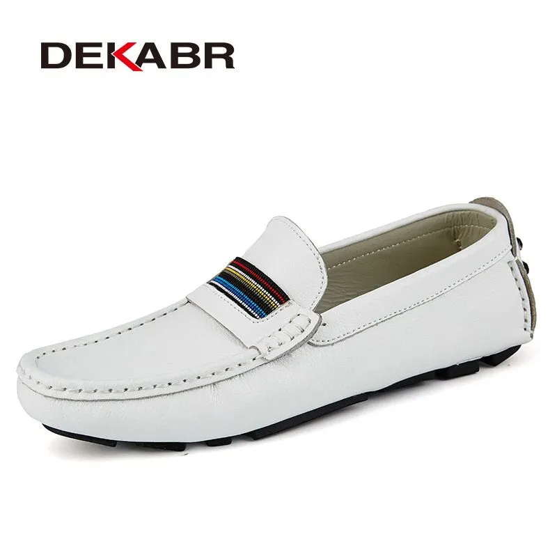 DEKABR Fashion Men Shoes Genuine Leather Casual Soft Comfortable Loafers Male Moccasins Breathable Non Slip Driving Footwear