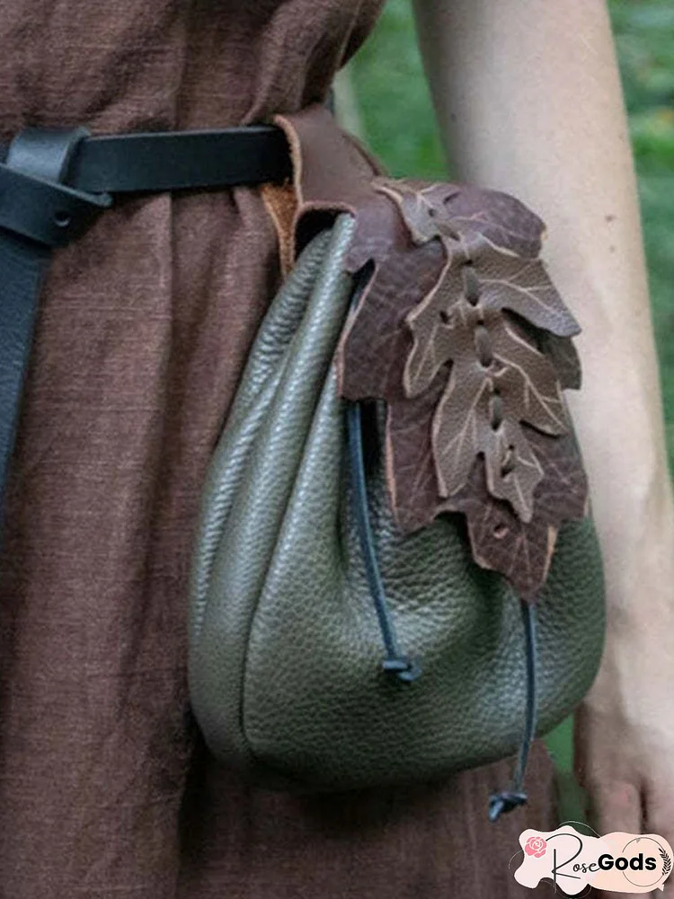 Vintage Mid-Century Western Leather Leaf Belt Bag