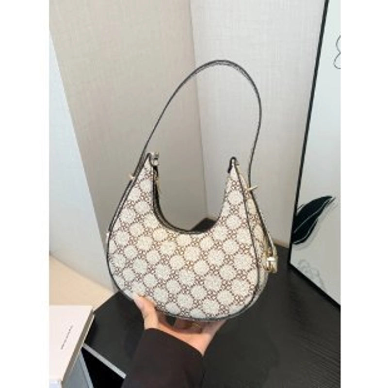 Women’s Medium Pu Leather Houndstooth Zebra Classic Style Streetwear Pillow Shape Zipper Underarm Bag